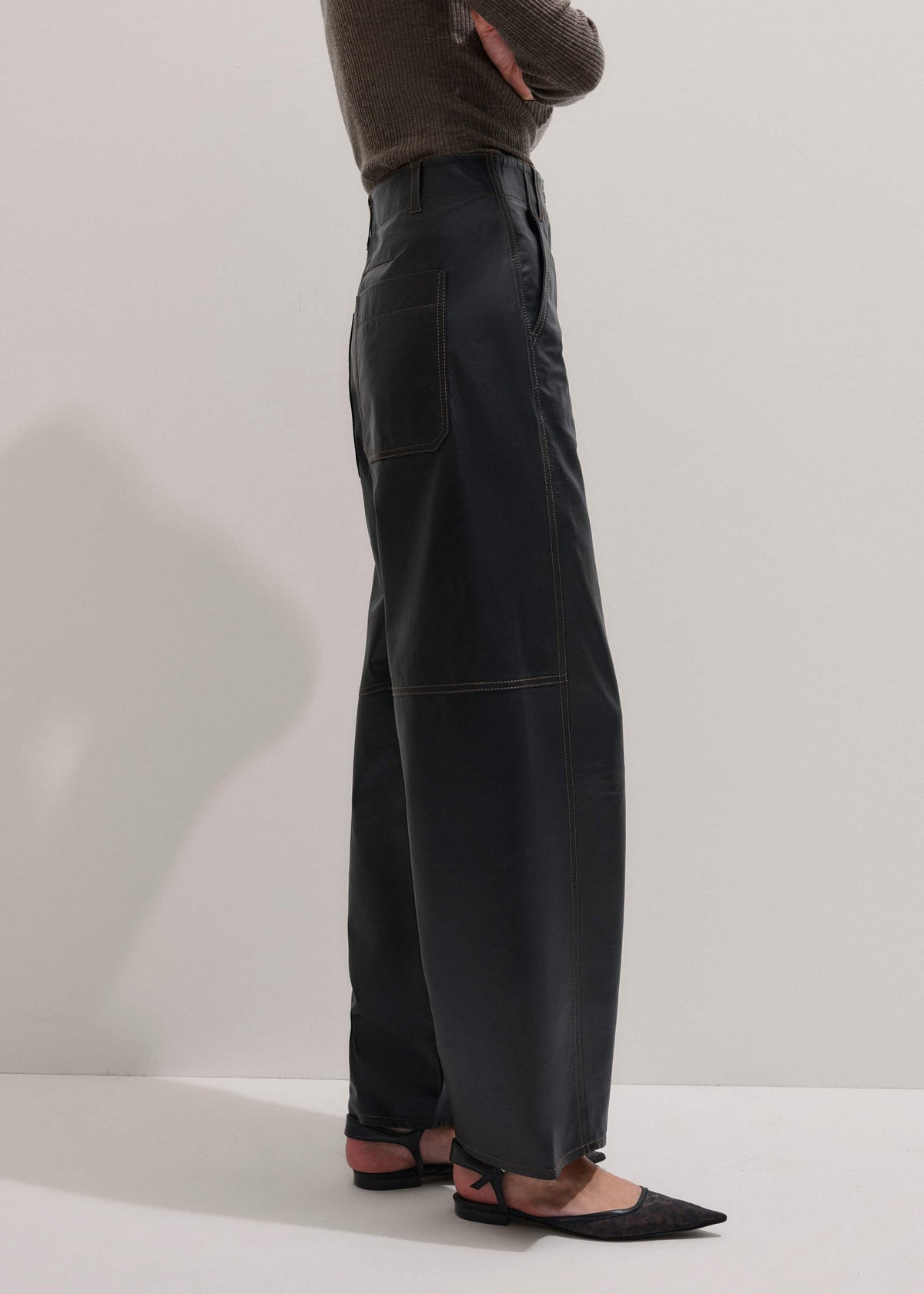 ME+EM Clothing Black Leather Extreme Tapered Pant