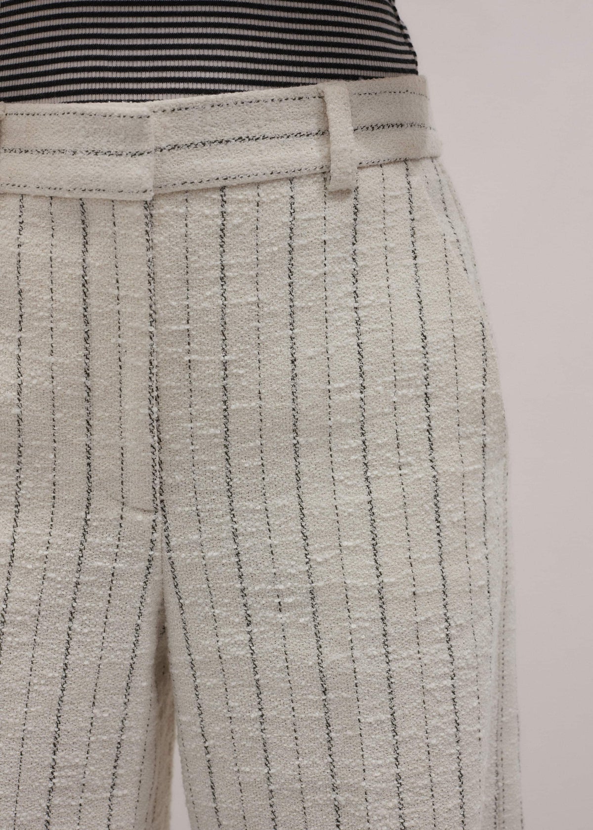 ME+EM Clothing Ivory Striped Leg Elongator Pant