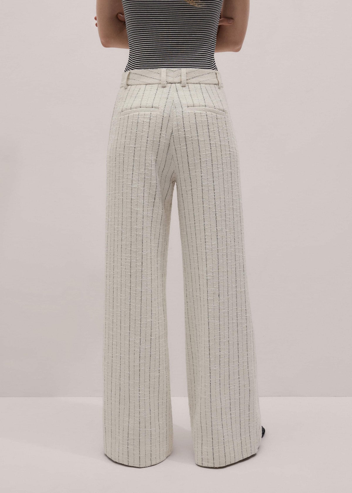 ME+EM Clothing Ivory Striped Leg Elongator Pant