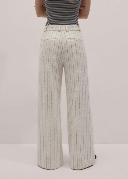 ME+EM Clothing Ivory Striped Leg Elongator Pant