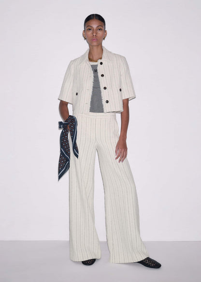 ME+EM Clothing Ivory Striped Leg Elongator Pant