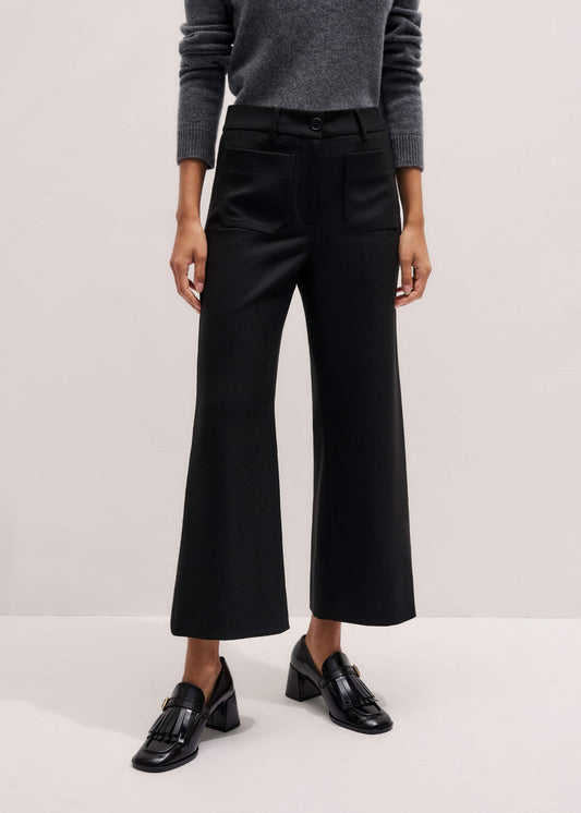 ME+EM Clothing Black Stretch Twill Patch Pocket Cropped Kick-Flare Pant