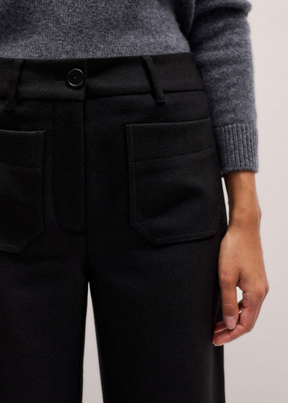 ME+EM Clothing Black Stretch Twill Patch Pocket Cropped Kick-Flare Pant