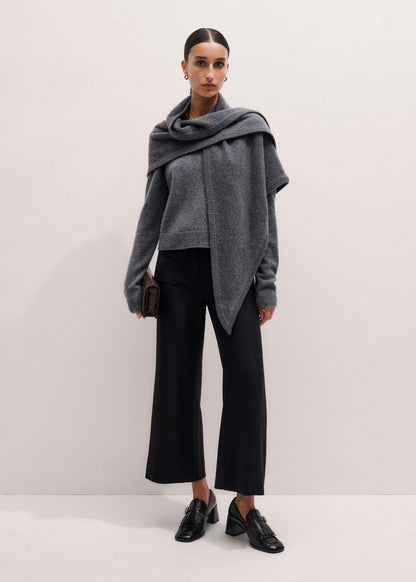 ME+EM Clothing Black Stretch Twill Patch Pocket Cropped Kick-Flare Pant
