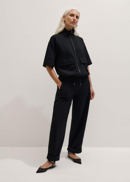 ME+EM Clothing Black Luxe Travel Tailoring Barrel-Leg Pant