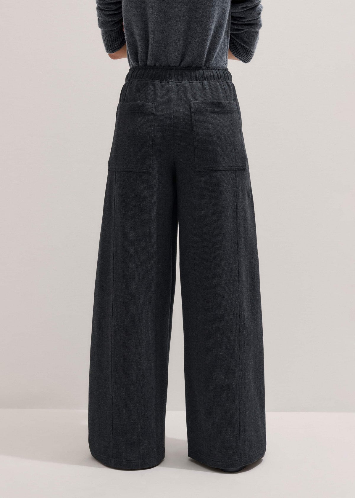 ME+EM Clothing Gray Herringbone Barrel-Leg Pant
