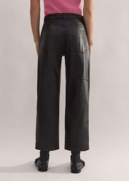 ME+EM Clothing Black Washed Leather Engineered-Leg Pant
