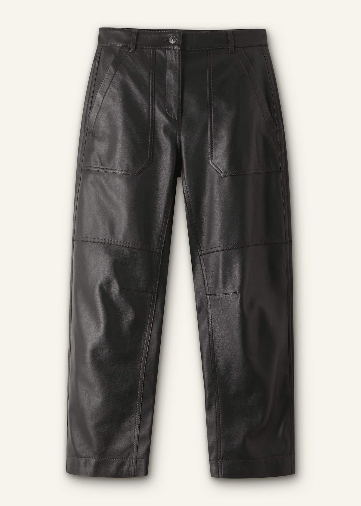 ME+EM Clothing Black Washed Leather Engineered-Leg Pant