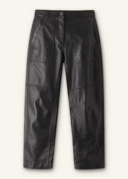 ME+EM Clothing Black Washed Leather Engineered-Leg Pant