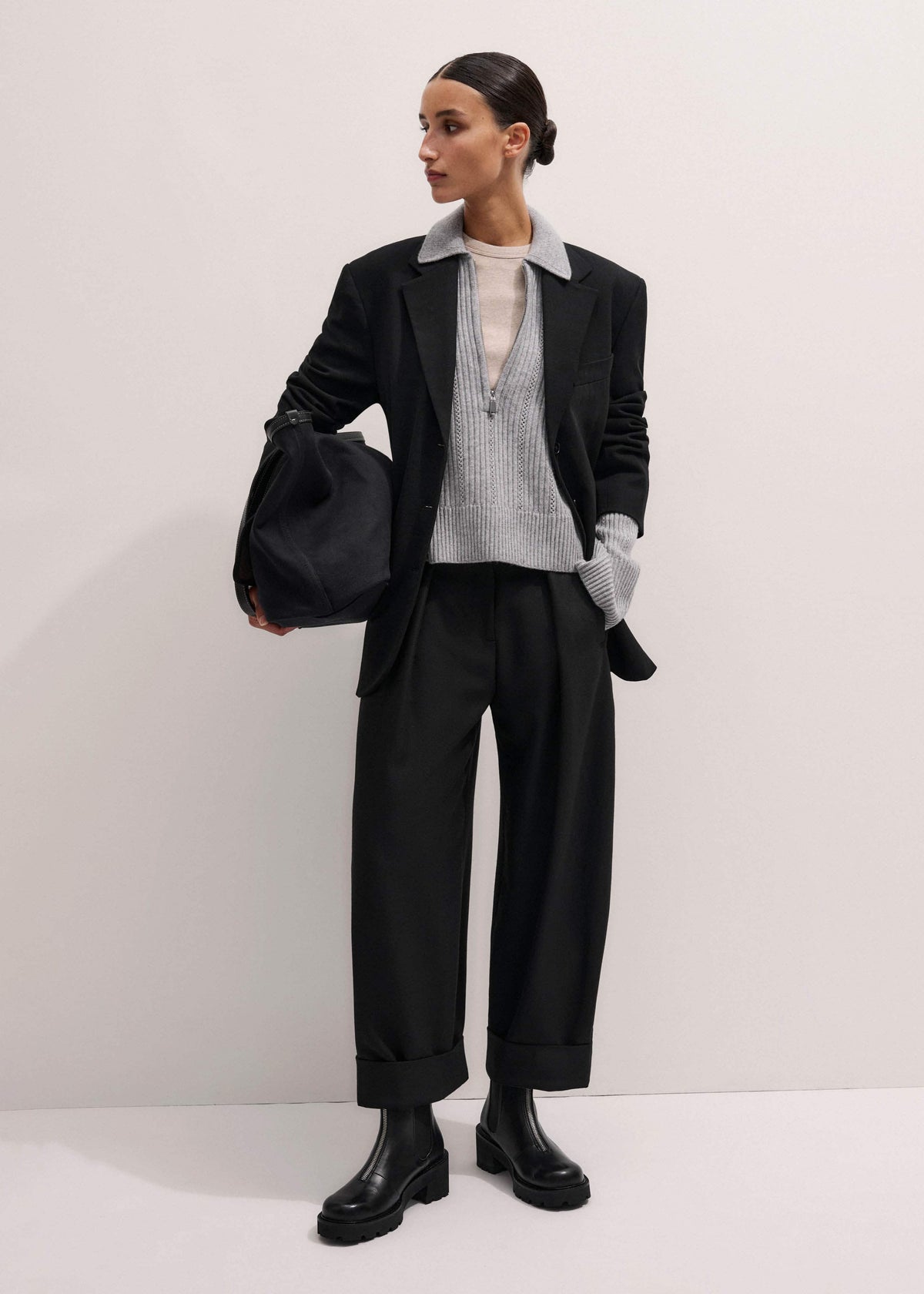 ME+EM Clothing Black Barrel Leg Pant