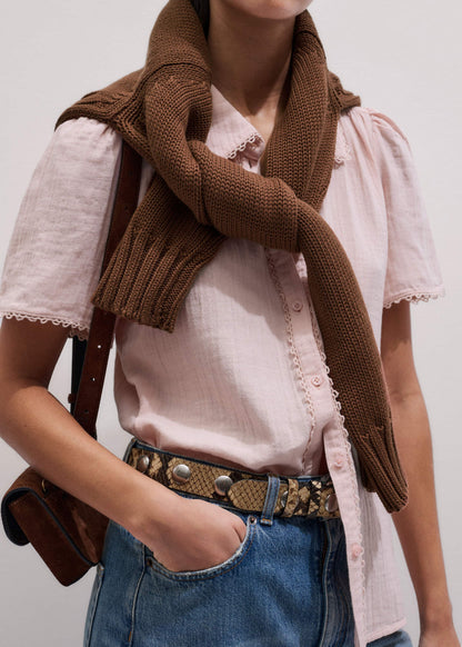 ME+EM Clothing Pink Cheesecloth Trim Detail Blouse