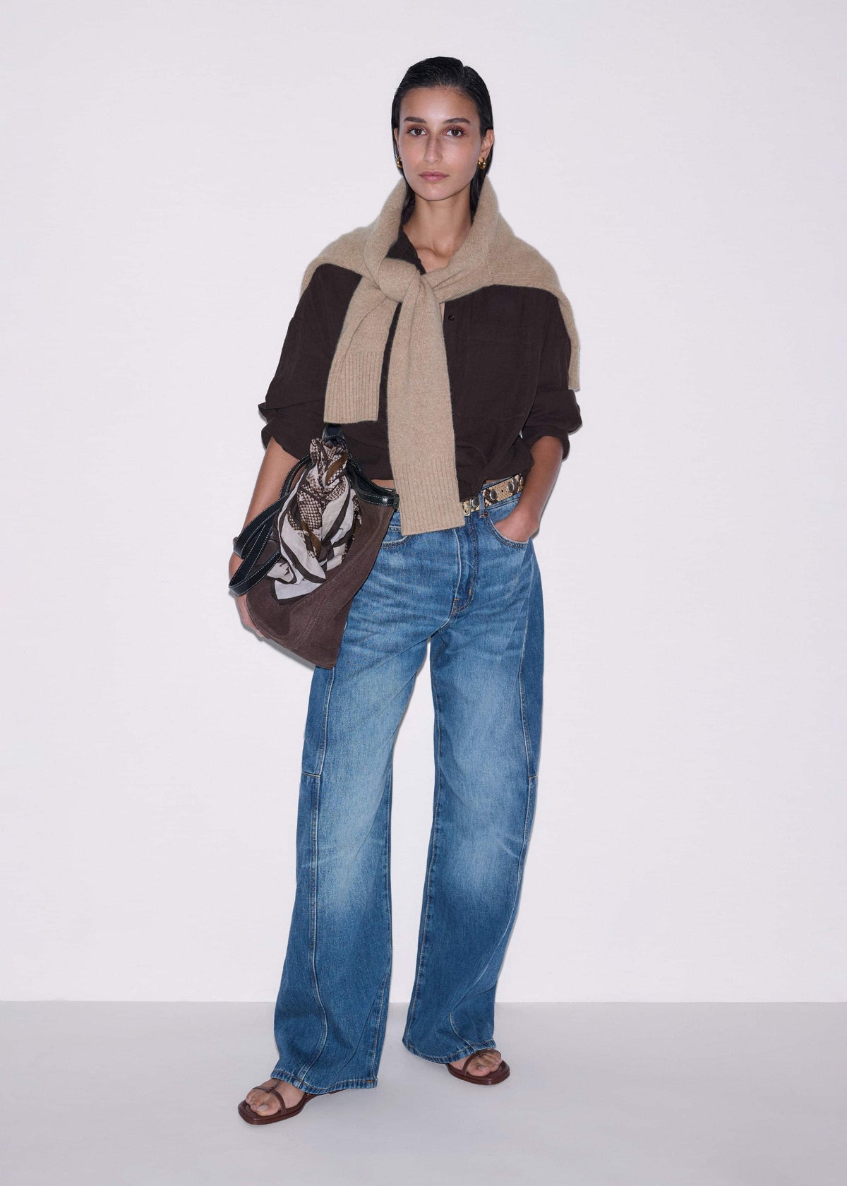 ME+EM Clothing Brown Cheesecloth Relaxed Summer Shirt
