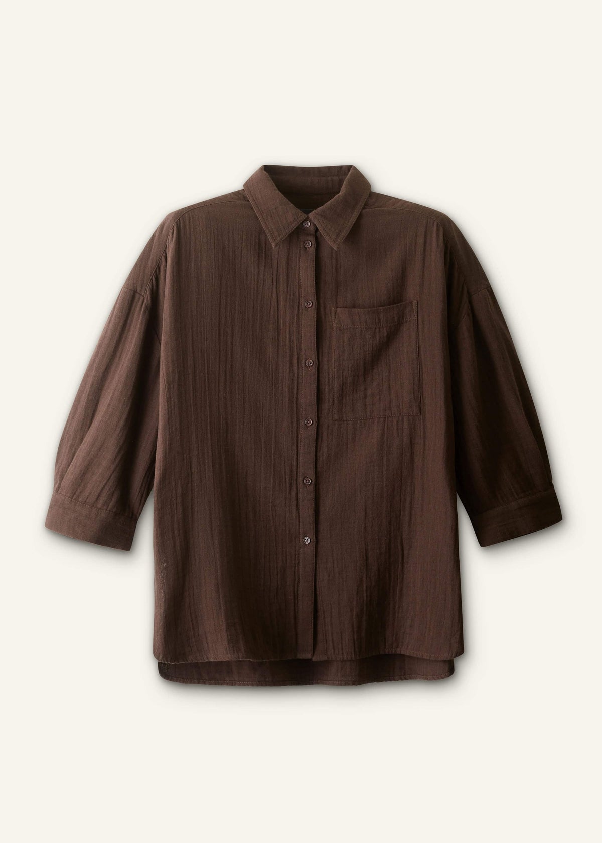 ME+EM Clothing Brown Cheesecloth Relaxed Summer Shirt
