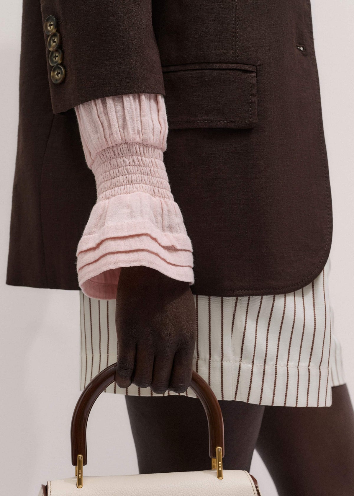 ME+EM Clothing Pink Pleat Detail Long Sleeve Cheesecloth Blouse