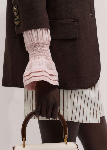 ME+EM Clothing Pink Pleat Detail Long Sleeve Cheesecloth Blouse