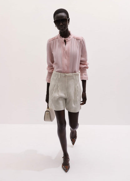 ME+EM Clothing Pink Pleat Detail Long Sleeve Cheesecloth Blouse
