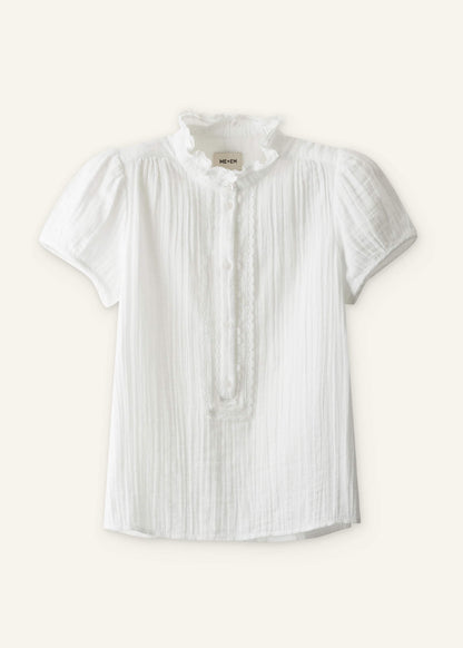 ME+EM Clothing White Straight Cheesecloth Cap-Sleeve Blouse