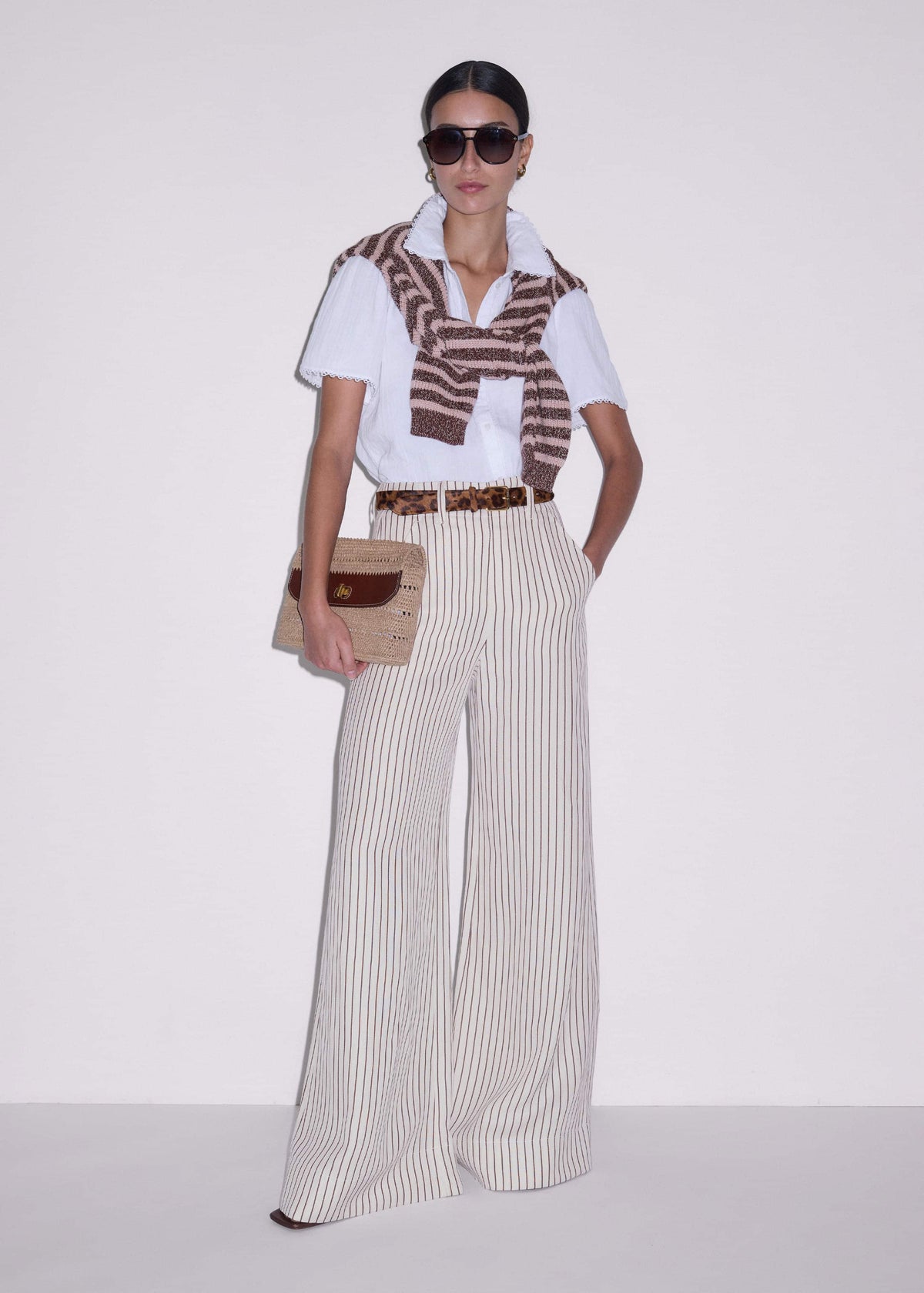 ME+EM Clothing White Cheesecloth Trim Detail Blouse
