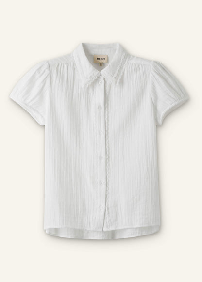 ME+EM Clothing White Cheesecloth Cap-Sleeve Blouse