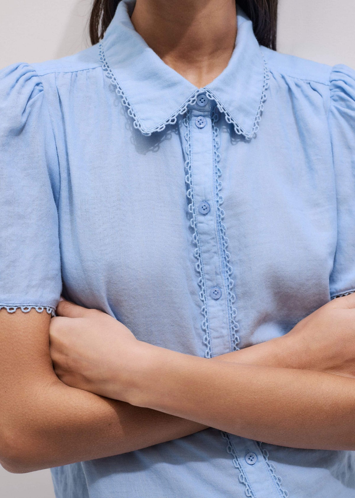 ME+EM Clothing Blue Cheesecloth Summer Blouse