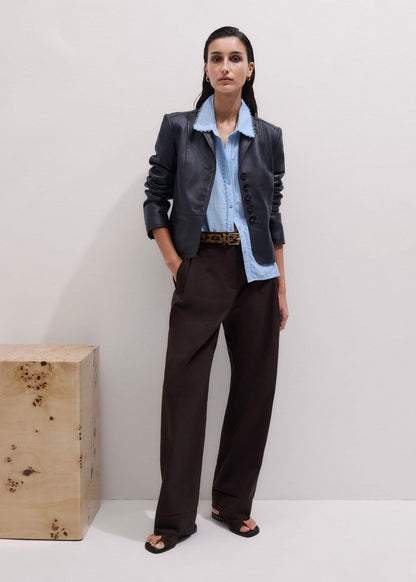 ME+EM Clothing Blue Cheesecloth Summer Blouse