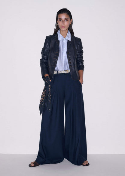 ME+EM Clothing Navy Cheesecloth Stripe Cap-Sleeve Blouse