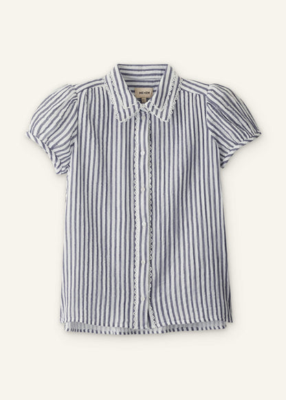 ME+EM Clothing Navy Cheesecloth Stripe Cap-Sleeve Blouse
