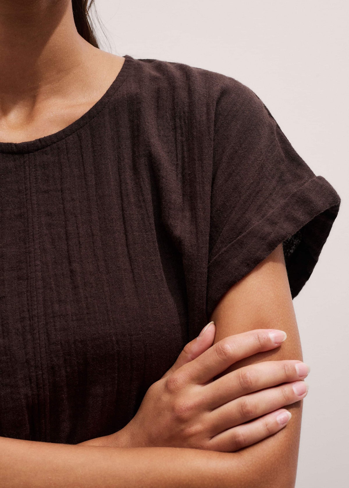 ME+EM Clothing Brown Cheesecloth T-Shirt