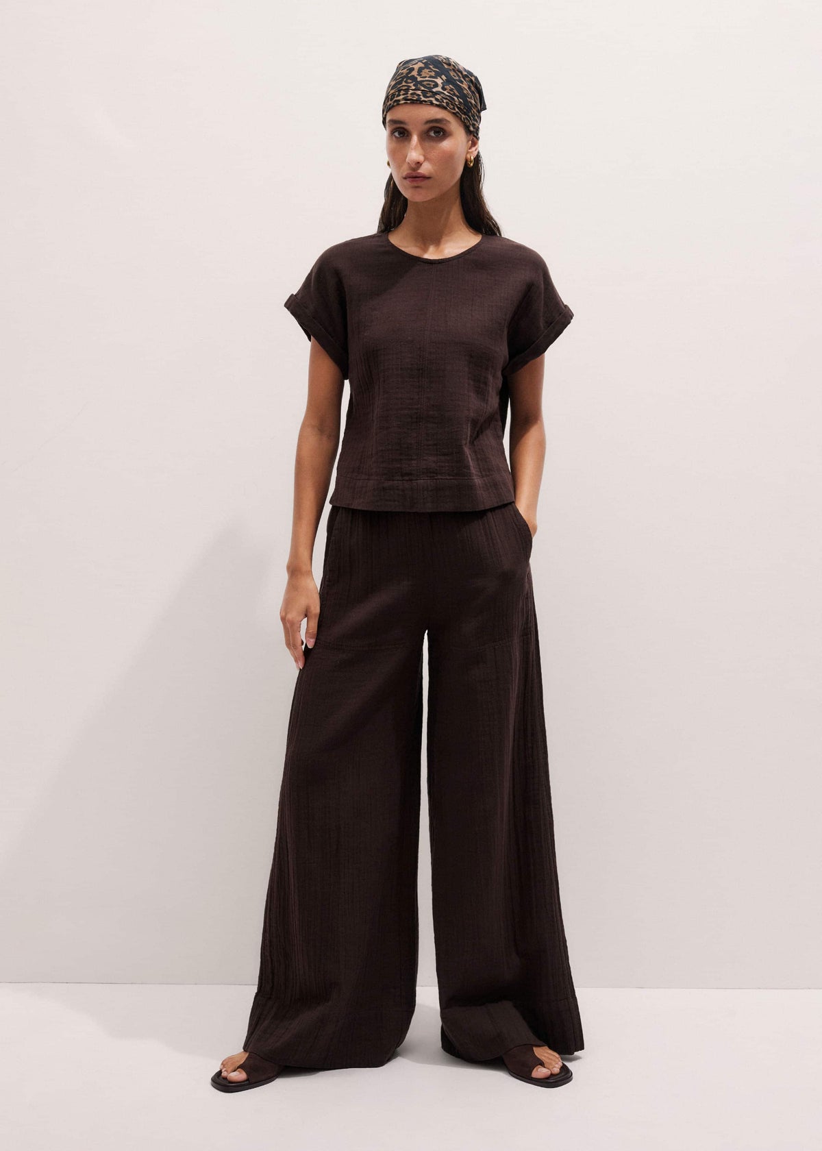 ME+EM Clothing Brown Cheesecloth T-Shirt