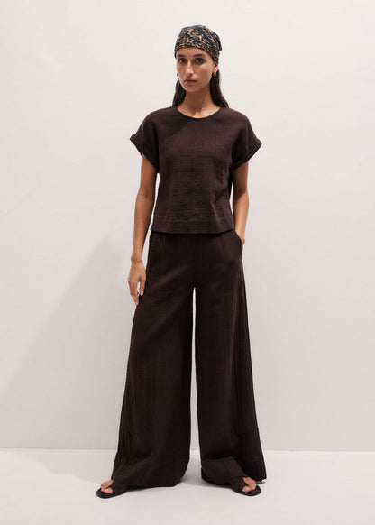 ME+EM Clothing Brown Cheesecloth T-Shirt