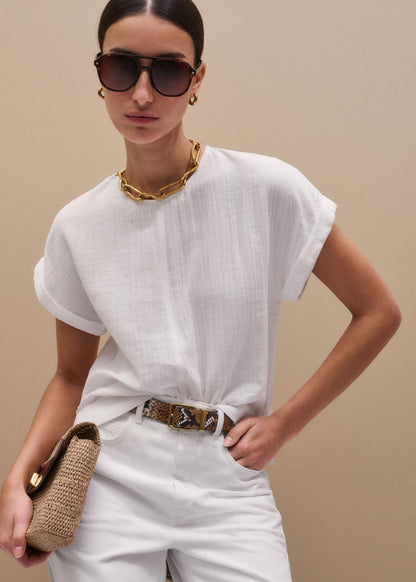 ME+EM Clothing White Cheesecloth T-Shirt