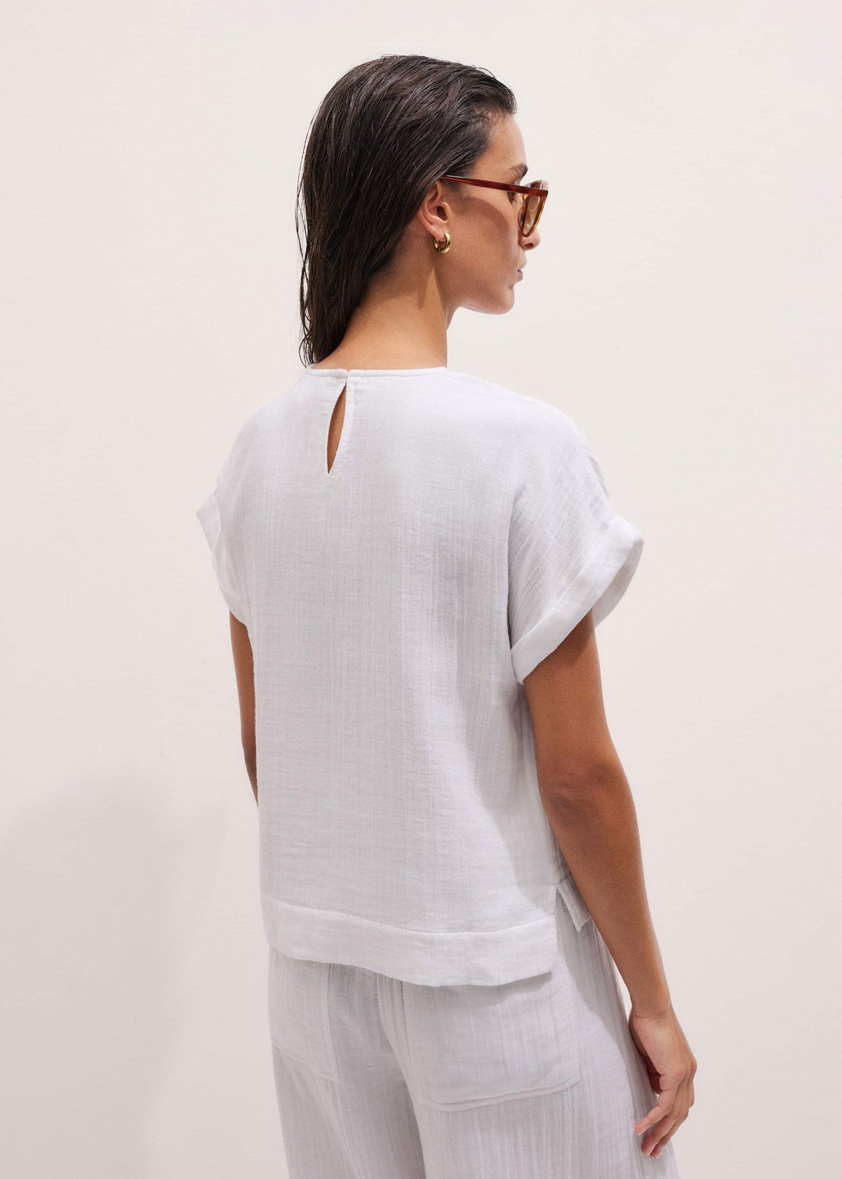 ME+EM Clothing White Cheesecloth T-Shirt