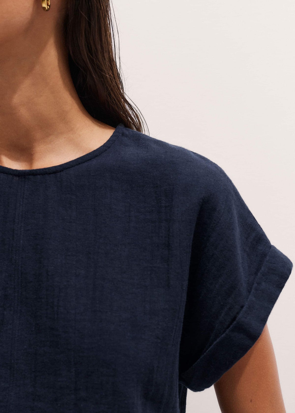 ME+EM Clothing Navy Cheesecloth T-Shirt