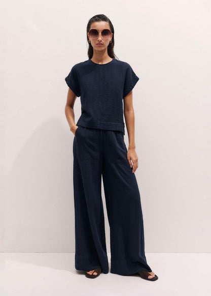 ME+EM Clothing Navy Cheesecloth T-Shirt