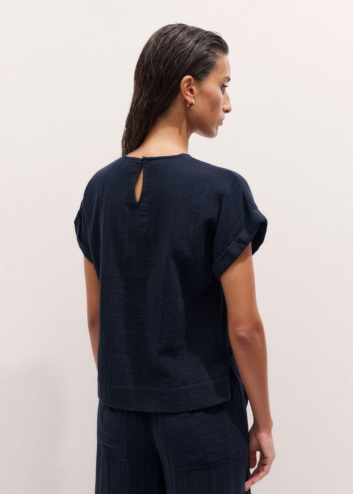 ME+EM Clothing Navy Cheesecloth T-Shirt