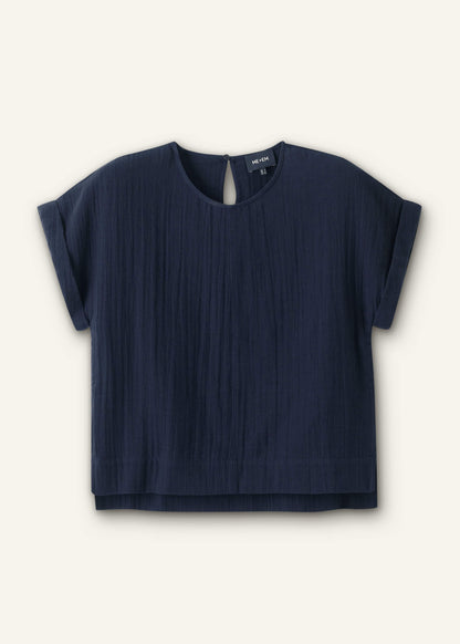 ME+EM Clothing Navy Cheesecloth T-Shirt