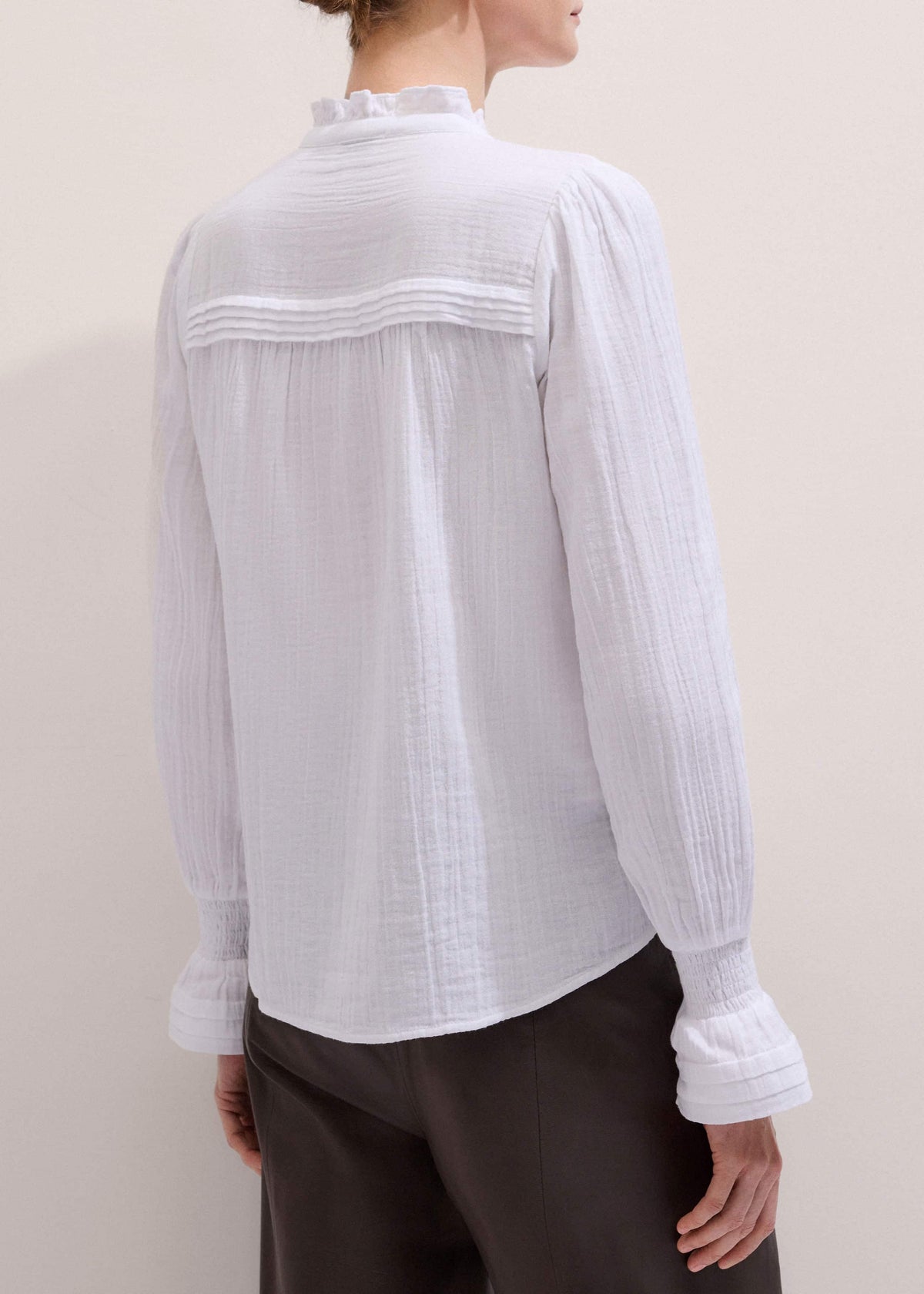 ME+EM Clothing White Cheesecloth Pleat Detail Blouse