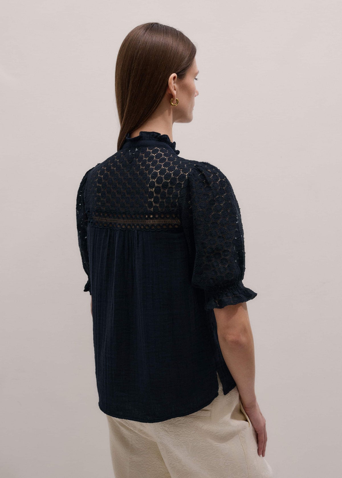 ME+EM Clothing Navy Cheesecloth AM-PM Summer Blouse