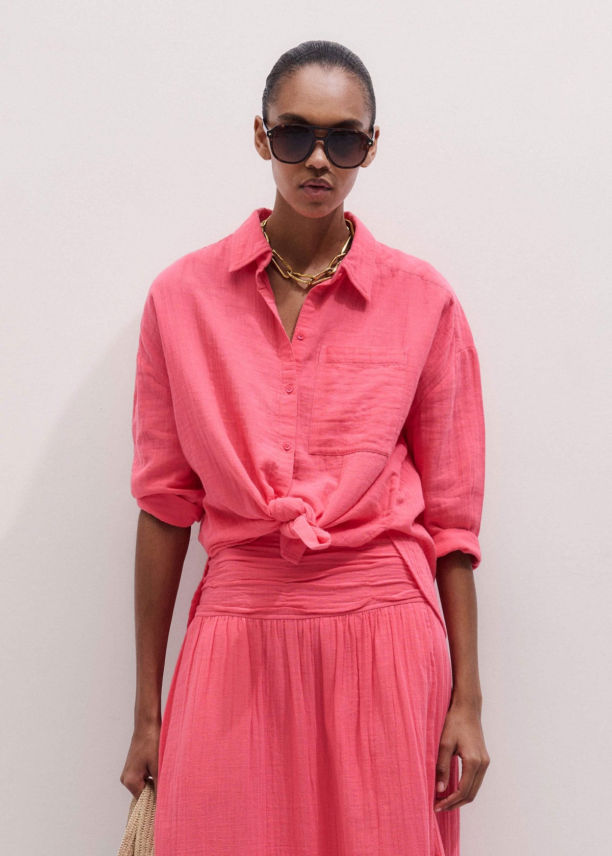 ME+EM Clothing Pink Cheesecloth Relaxed Shirt