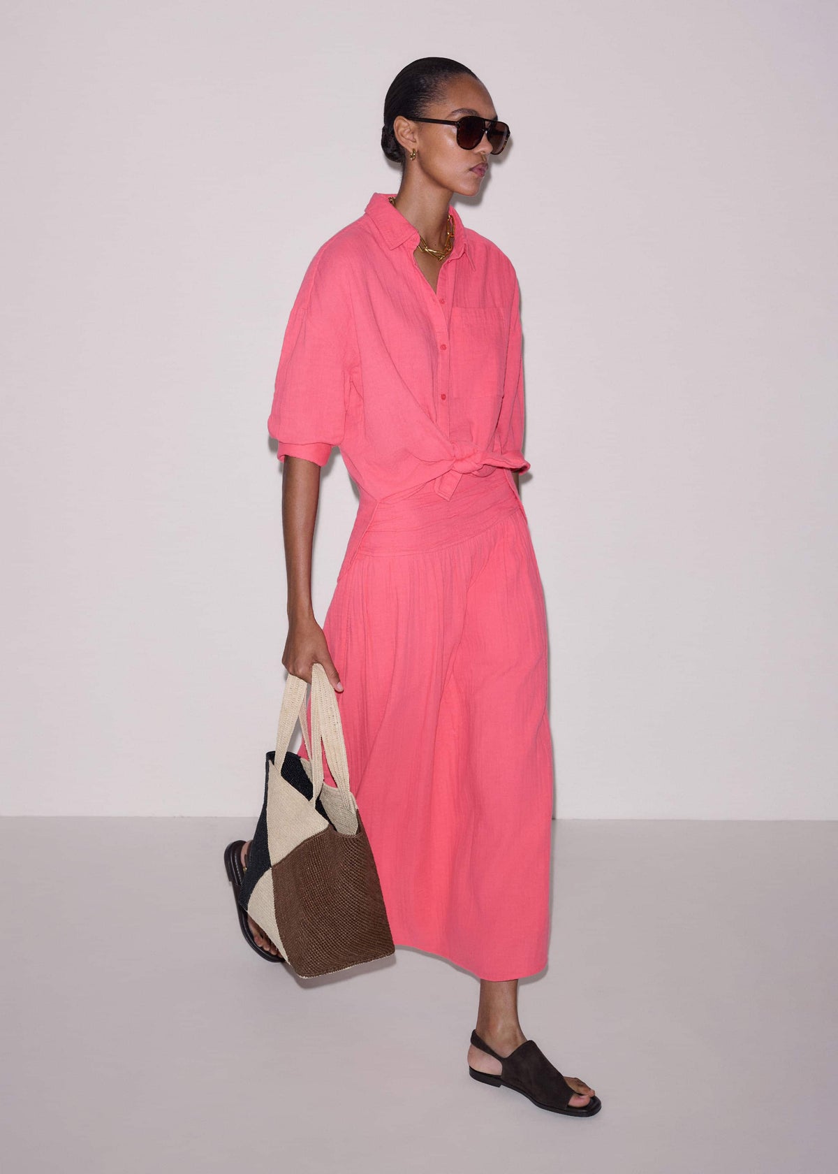 ME+EM Clothing Pink Cheesecloth Relaxed Shirt