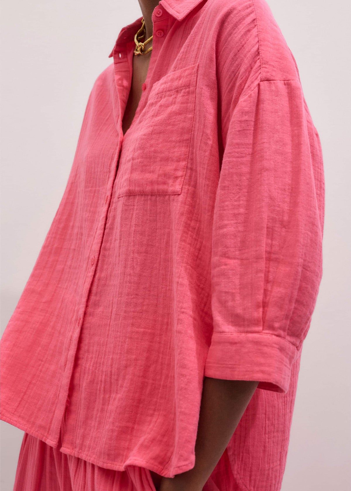 ME+EM Clothing Pink Cheesecloth Relaxed Shirt
