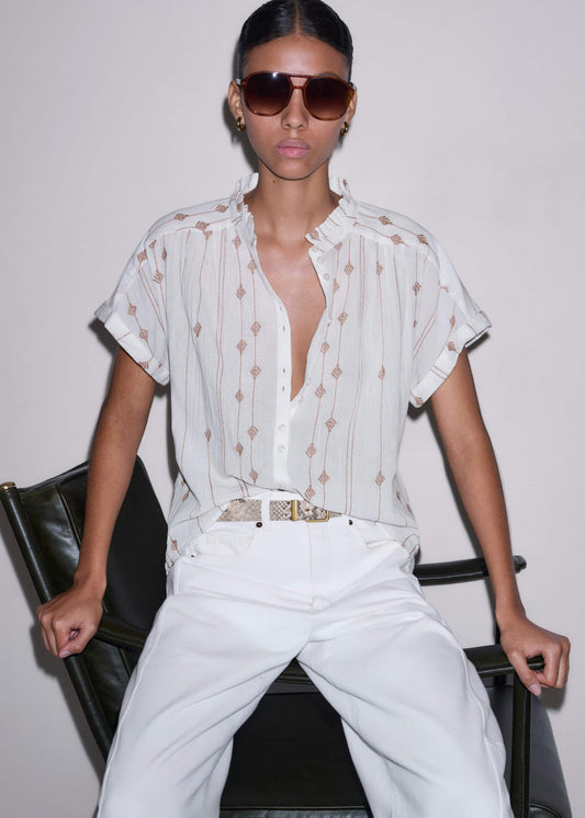 ME+EM Clothing White Turn-Up Cuff Blouse