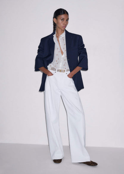 ME+EM Clothing White Turn-Up Cuff Blouse