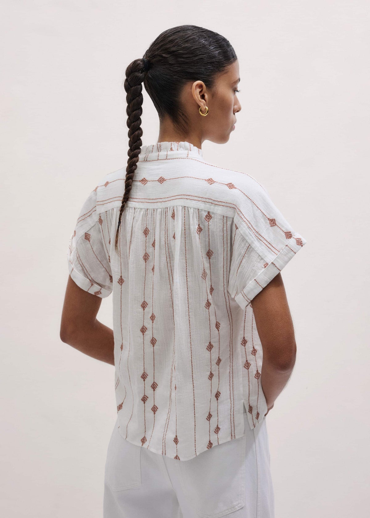 ME+EM Clothing White Turn-Up Cuff Blouse