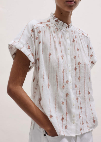 ME+EM Clothing White Turn-Up Cuff Blouse