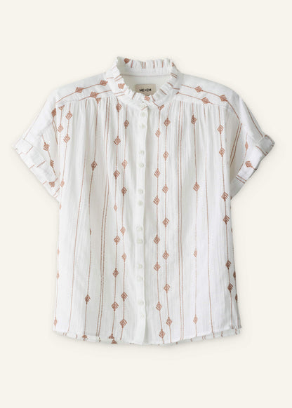 ME+EM Clothing White Turn-Up Cuff Blouse