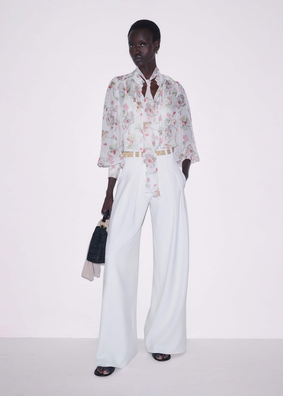 ME+EM Clothing Cream Silk Balloon Sleeve Blouse