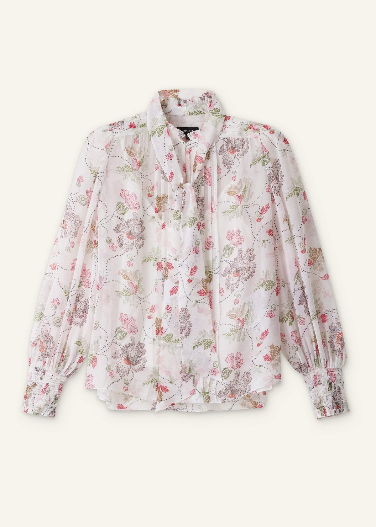ME+EM Clothing Cream Silk Balloon Sleeve Blouse
