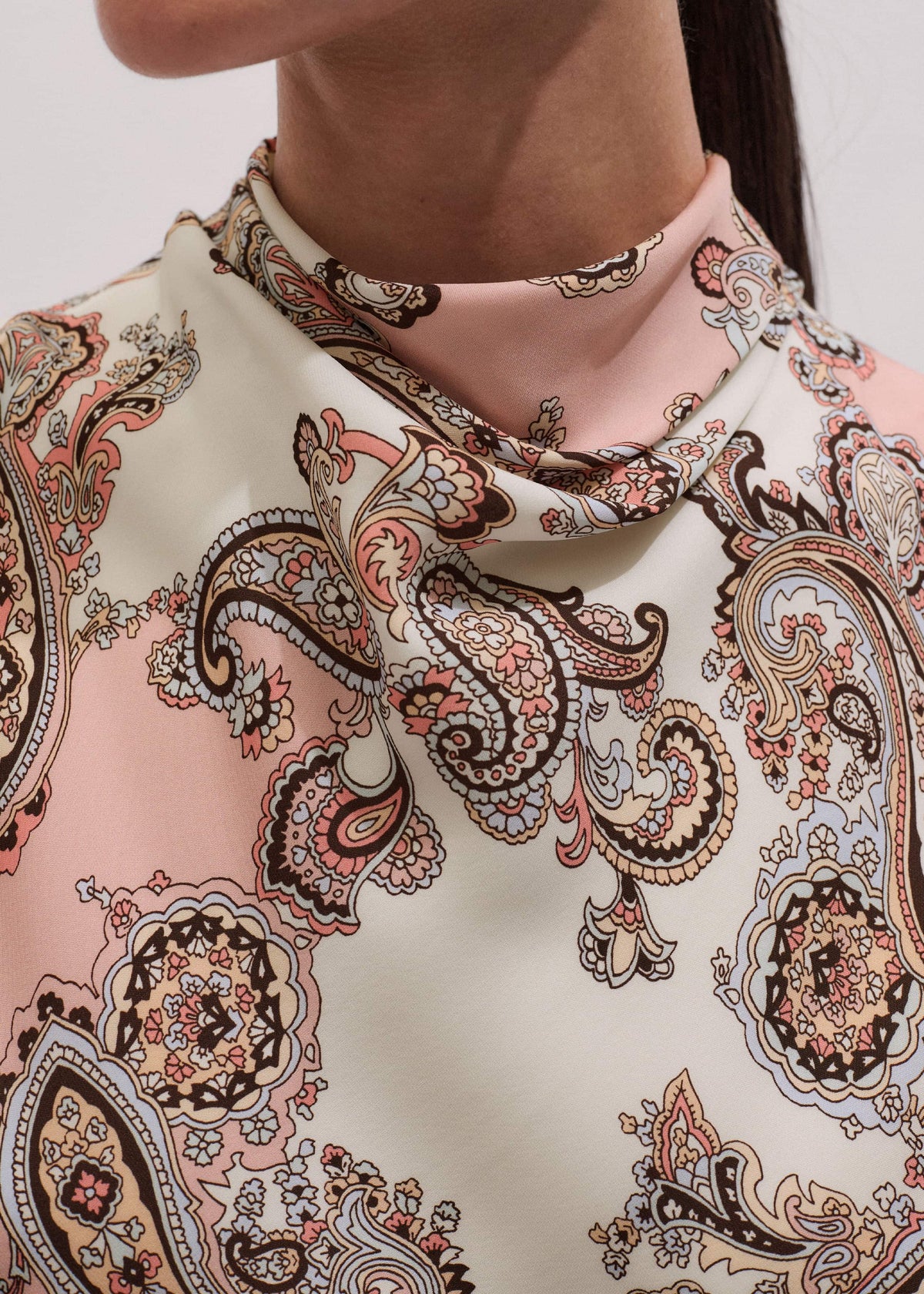 ME+EM Clothing Pink Silk Draped Neck Top