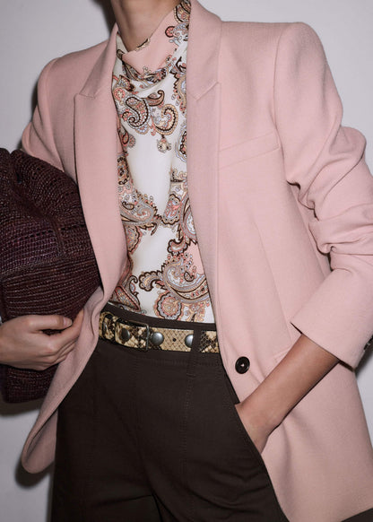 ME+EM Clothing Pink Silk Draped Neck Top
